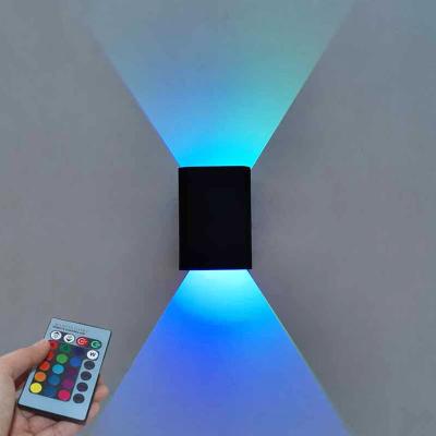 China Amazon Modern Success RGB 3W Remote Control Colorful Dimmable Sconce Led Nordic Modern Wall Lamp for sale