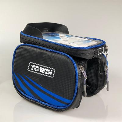 China Protect Top Water Resistant Front Frame Bags Phone Holder Touch Screen Bike Storage Bag Bicycle Phone Mount Tube Bag for sale