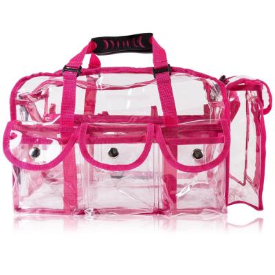 China Competitive Price Clear PVC Makeup Bag - Large Professional Makeup Artist Rectangular Tote with Shoulder Strap and 5 External Pockets for sale