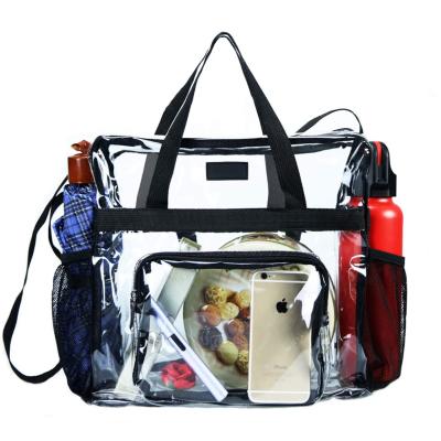 China Fashion Clear Stadium Approved Sports Custom See Through PVC Bag Tote Clear Sling Bag for sale