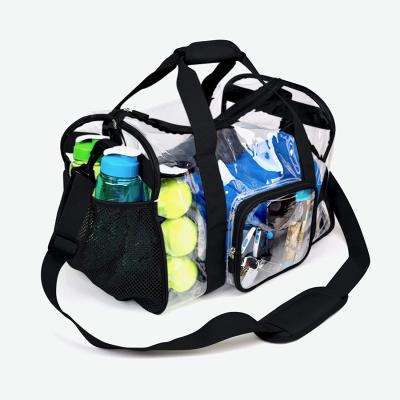 China Durable Fleece Waterproof Clear Cross Body Bag Gym Sport PVC Stadium Bag Transparent Gym Travel Shoe Bag for sale