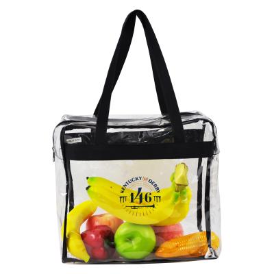 China Transparent Logo Waterproof Custom PVC Tote Bag Shoulder Bag Hand Bag With Zipper for sale