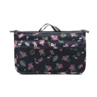 China Fashion Printing Polyester Purse Insert Bag Organizer In Bag With Interior Zipper Pocket For Tote Bag And Handbag for sale