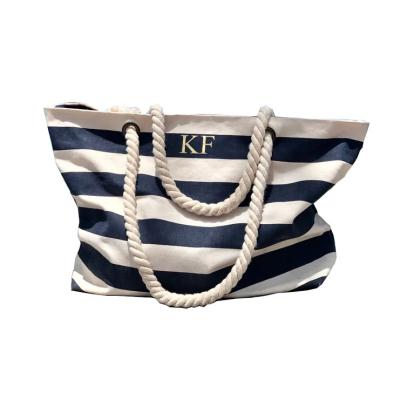 China Fashion 2022 Summer Polyester Beach Bag For Women Designer Beach Towel Bag With Rope Handle for sale