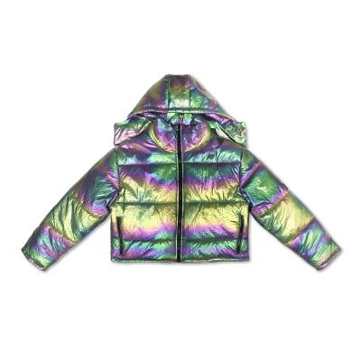 China Viable Jacket Manufacturers Cultivate Holographic Shiny Stripper Jacket Women for sale