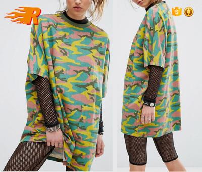 China Women Anti Shrink Custom Crew Neck Camouflage Oversized T-Shirt With Pocket for sale