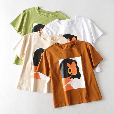 China Custom Printed Anti-Wrinkle T Shirt Women's 300gsm Cotton T Shirts for sale