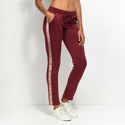 China Logo Design Side Striped Girls Gym Sweatpant Custom Slim Fit Trotter Breathable for sale