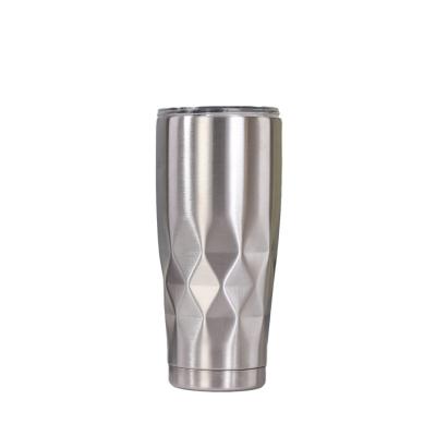 China Viable Wholesale Upright Coffee Diamond Stainless Steel Car Vacuum Cup Tumbler With Lid for sale