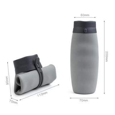 China Cheap Sustainable BPA Free Portable Collapsible Silicone Drinking Water Bottles Bulk With Strap for sale