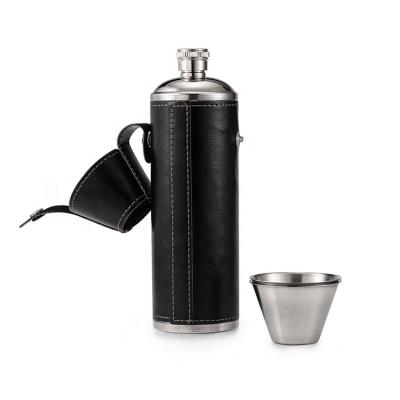 China Eco-friendly Wholesale Hip Flask Cover Jug Leather Wine for sale