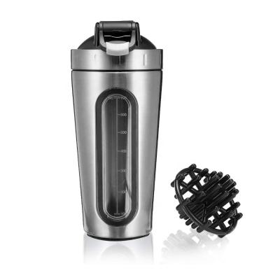 China Custom Viable GYM Protein Shaker Stainless Steel Mixing Visible Sports Mixer Water Bottle BPA Free for sale