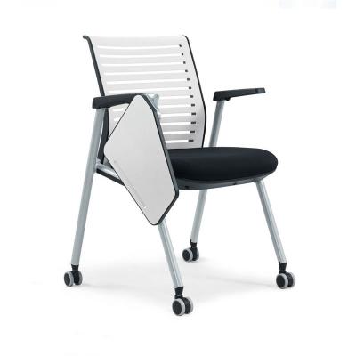 China Excellent AJ Extendable Flight Desk School Conference PP Folding Interactive Training Chair with Notepad Tablet for sale