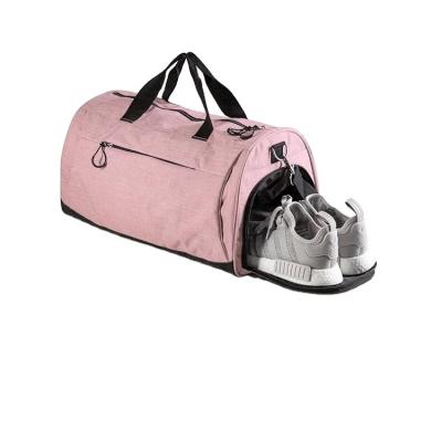 China Nylon pink womens ladies sport travel designer canvas gym duffel bag with separate shoe laptop pocket compartment for sale