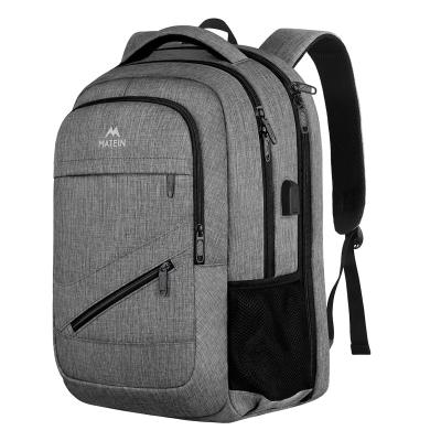 China With USB grey lightweight water resistance canvas work school student laptop computer tablet backpack for 13.5 15.5 17.5 18.5 inch for sale