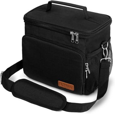 China Outdoor Lunch Bag large black fit fresh work reusable thermal cooler insulated lunch box tote bag for women men adult kid girl for sale