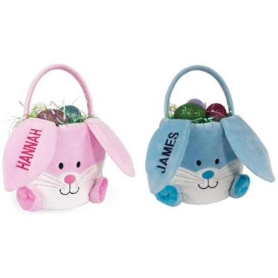 China Wholesale Plush Stuffed Easter Basket Embroidered Personalized Plush Easter Bucket for sale