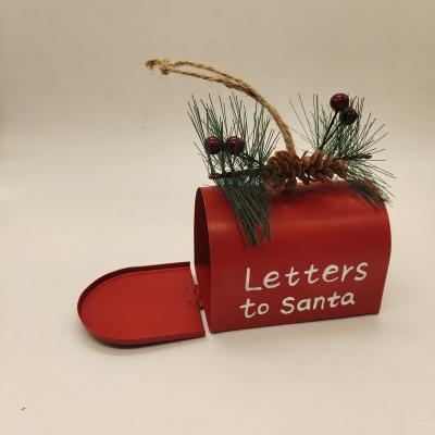 China Christmas Hanging Ornament 2023 New Arrival Christmas Tree Decoration Metal Mailbox Hanging Letters Santa Vintage Christmas Decoration Mailbox for sale