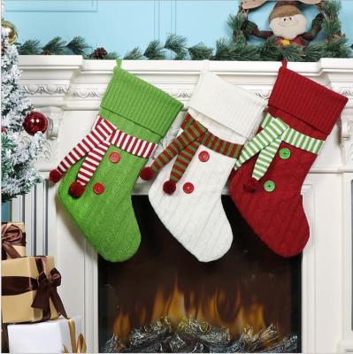 China New Monogrammed Christmas Decoration Design Green Knit Christmas Stocking 2020 for sale