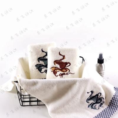 China Soft Can Customize Jacquard Grid Border Zero Twist Thick Soft Towel With Embroidery Logo for sale