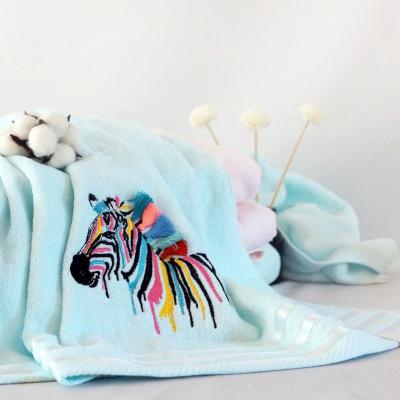 China Simple Embroidery Animal Velvet Velvet Color Towel, 100% Cotton Gift Towel With Lace for sale