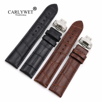 China Leather Strap 19mm Brown Replacement Watch Band Strap Black Genuine Leather Strap For Tissot PRC200 T17 T461 T014430 T014410 for sale