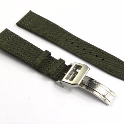 China Cloth 20 Black Nylon Clasp 21 22mm Steel Green Cloth Leather Band Watch Strap For IWC WATCHES/Portugieser PILOT PORTUGUESE for sale