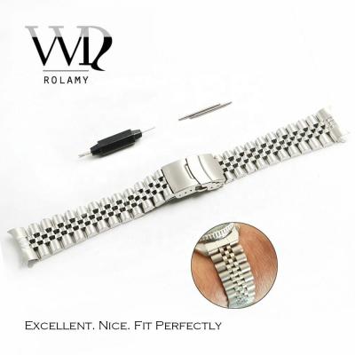 China Stainless Steel 22mm Cavity Curved End Solid Screw Links 316L Stainless Steel Jubilee Watch Band Strap For Seiko SKX 007/009 for sale