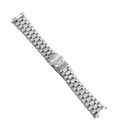 China Silver 22mm Stainless Steel End 316L Stainless Steel President Style Watch Band Hollow Curved Strap For Seiko SKX007 for sale