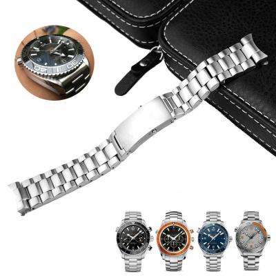 China 20mm Stainless Steel 316L Solid Curved End Watch Band For Omega 300 600 Seamaster Planet Ocean for sale