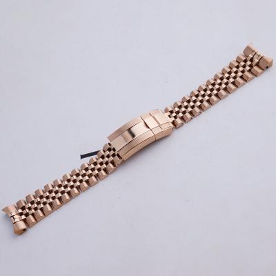 China Stainless Steel 20mm All Rose Gold Steel Jubilee Watch Band With Oyster Clasp For Rolex GMT Master II for sale