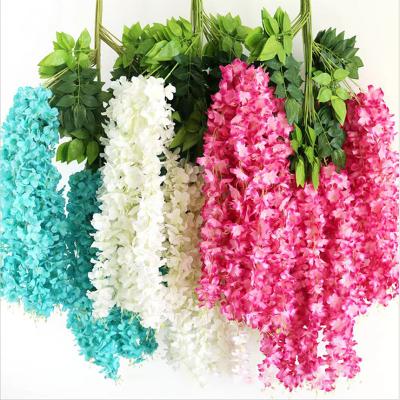 China Festival ; Festival Home Decor Decorative Silk Material Wedding Hanging Vine Bulk Wisteria Artificial Flowers for sale