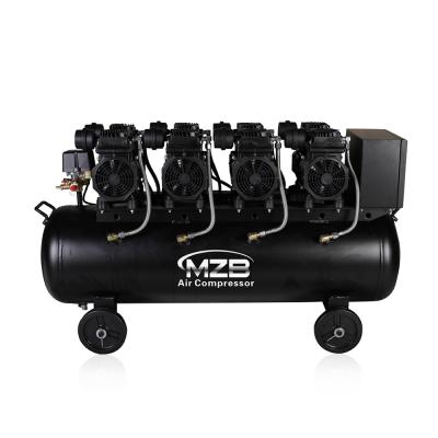 China Lubricated 90l 4 Cylinder Ultra Quiet Silent Oil Free Air Compressor for sale