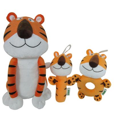 China Inflatable Toy Tiger Rattle Stuffed Animal Hand Bells Toy Plush Baby Toy Tiger for sale