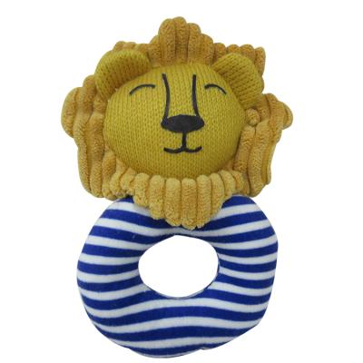 China Toy Stuffed Rattle Toys Plush Baby Inflatable Hand Bells with Ring In Lion Musical Baby Rattle Toy for sale