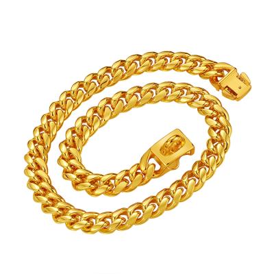 China Gold Dog Collar Stainless Steel Cuban Link Dog Collar Stocked Heavy Duty Chain for sale