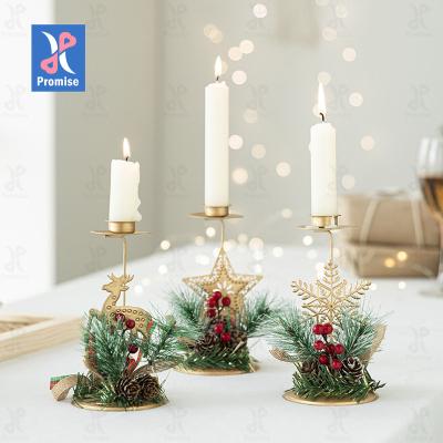 China Eco-friendly Christmas Candlestick Promise Household Gold Pentagon Christmas Iron Candlestick Modern Simple Decoration for sale