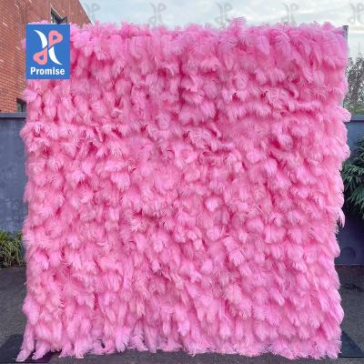 China Wholesale Fake Touch Natural Promise Pampas Wall Tile Fabric Fabric Base Silk Roll Up Plastic Pampas Curtain Flower Wall For Wedding Party for sale