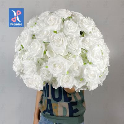 China Natural Touch Promise Table Decoration Artificial Centerpiece Red Flower Ball Stage Decoration Cheap Wedding for sale