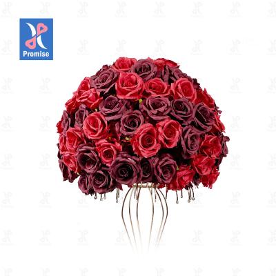 China Promise Natural Red Silk Flower Touch Kiss Ball for Wedding Decorative Centerpiece for sale