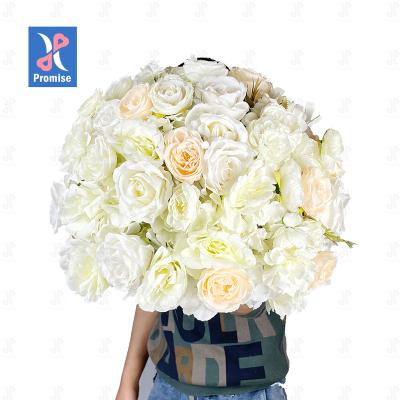 China Artificial Silk Natural Rose Ball Promise Touch Ball Flower Kissing Centerpieces For Wedding for sale