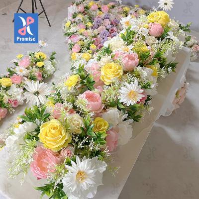 China Touch Promise Natural White Customized Runner Artificial Flowers Wedding Table Centerpieces For Decoration for sale