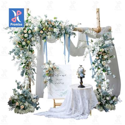 China 2021 Touch Natural New Promise Arch Row Artificial Flower Silk Table Runner For Wedding Decoration for sale