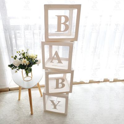 China Transparent Promise DIY 26 Letters Alphabet Touch Pad Box Baby Shower Party Decorations Party Balloons Packing Box for sale