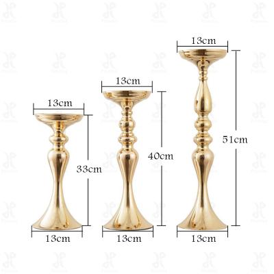 China Eco-Friendly Promise Decoration Road Lead Tall Wedding Centerpieces Gold Tables Flower Vases Stands Holders for sale