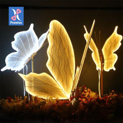 China Eco-friendly Promise Wedding Decoration Iron Stand Glow Butterfly Wings Screen Decoration Stage Layout Butterfly Backdrop Party Wedding for sale