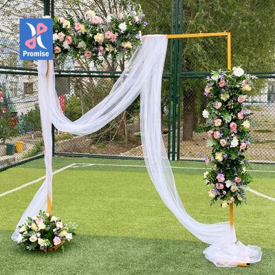 China Eco-friendly Promise Gold Plated Square Metal Wedding Balloon Flower Arch Background Decoration for sale