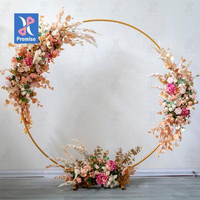 China Promise Eco-friendly Wedding Gold Metal Arch Backdrop Stands Round Circle Backdrop For Wedding Birthday Party Decoration for sale