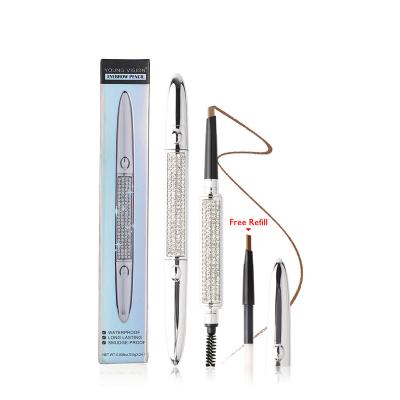 China 2-in-1 Waterproof And Long Lasting Silky Eyebrow Pencil With Brush And Refill for sale