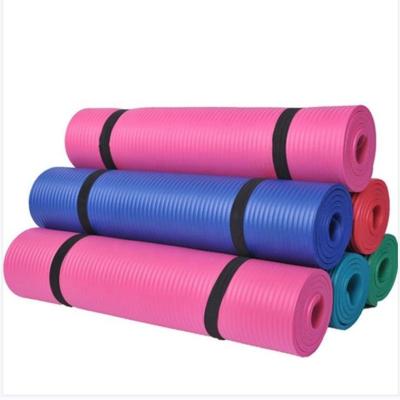 China Custom Thick Home Exercise NBR Foam Fitness and Exercise Yoga Mat with Carrier Strap NBR Eco-Friendly Yoga Mat for sale